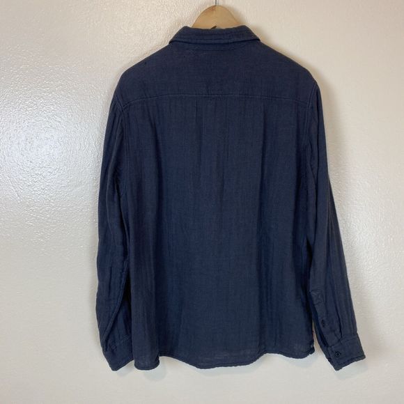 Carbon2cobalt M Gauze Button Down Shirt Blue Double Layer Long Sleeve Men’s - Picture 3 of 4